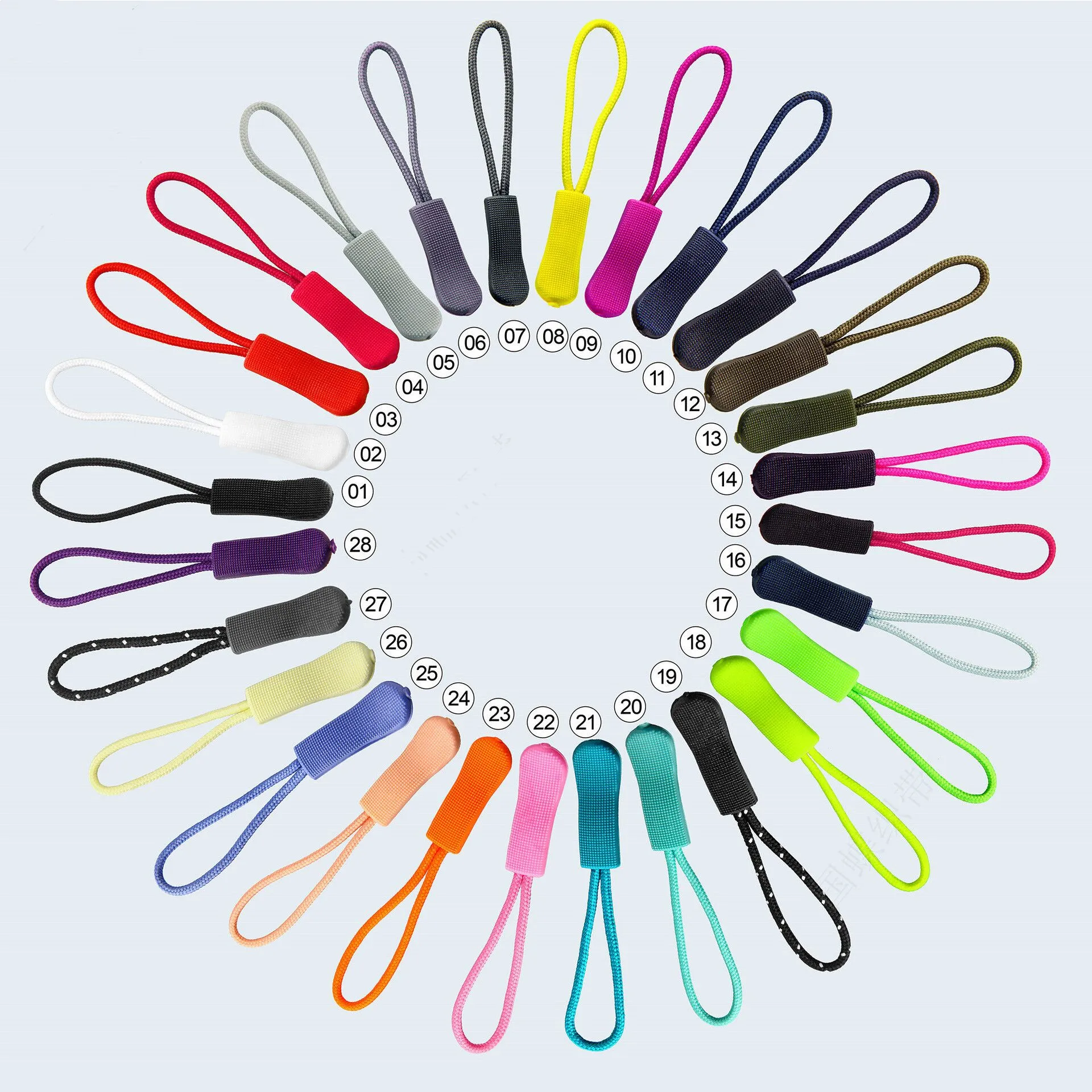 

100 pcs/lot PVC zipper slider suitcase zipper puller colorful decorative zipper pull cords for bags garment accessory