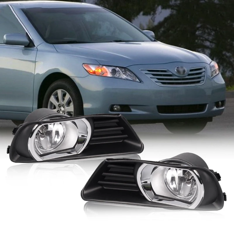 

Pair Front Bumper Fog Light Lamp Assembly with Switch Wiring Harness for Toyota Camry 2007-2009 Accessories US Plug
