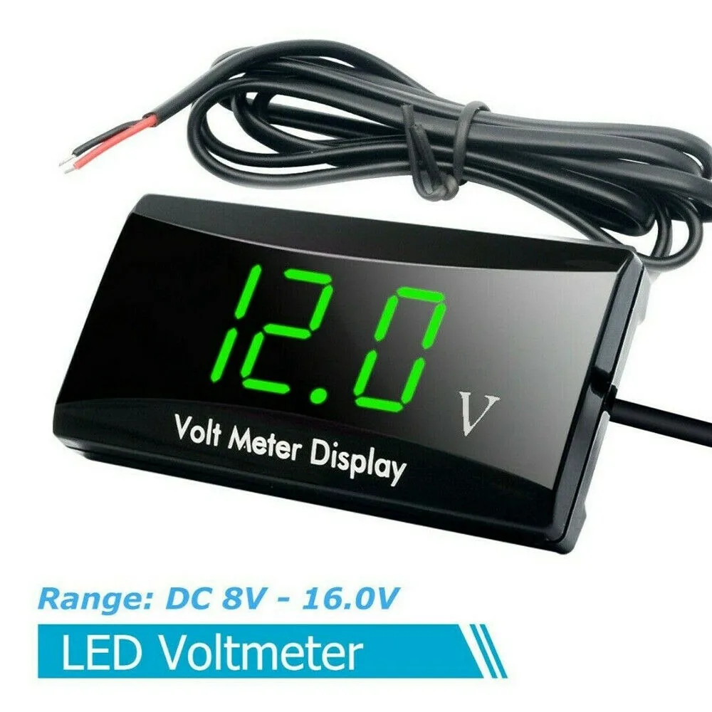 

12V Mini LED Waterproof Display Voltmeter Car Voltmeter PC Plastic Fireproof Measuring DC Voltage from 8V to 16V Car Motorcycle