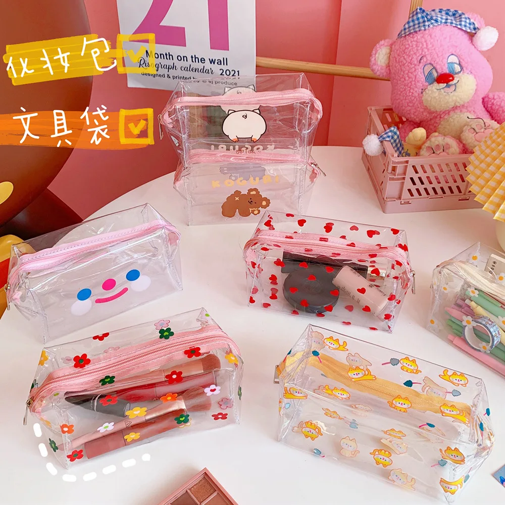 Прозрачная Желейная косметичка Женская портативная мультяшная вместительная