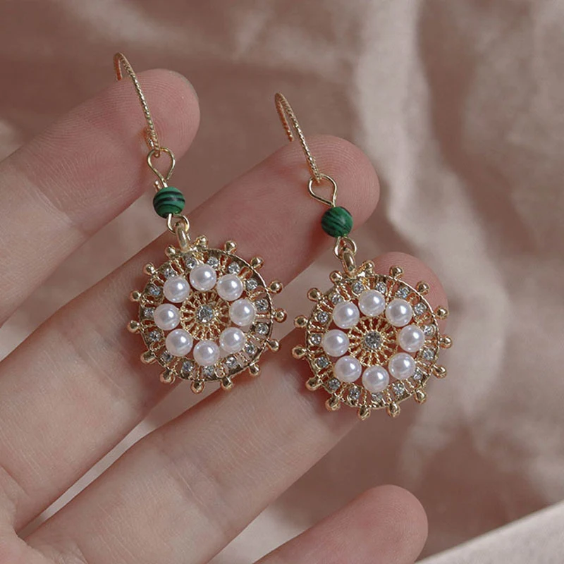 Высококачественные серьги французские ретро счастливый компас жемчужные