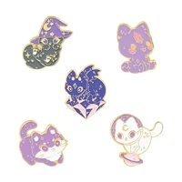 2021 new cute fashion cartoon purple cat animal brooches pin bag lapel pin animal women badge jewelry gift for kids 1 piece