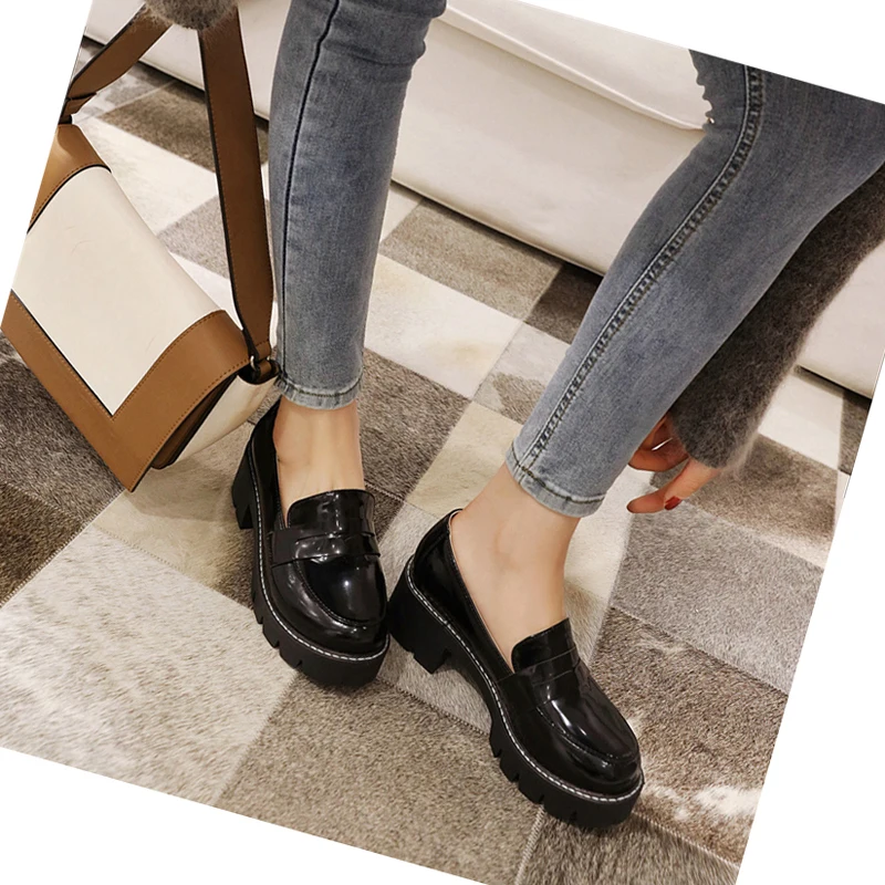 Женские винтажные туфли на массивной платформе Sungtin высококачественные мягкие