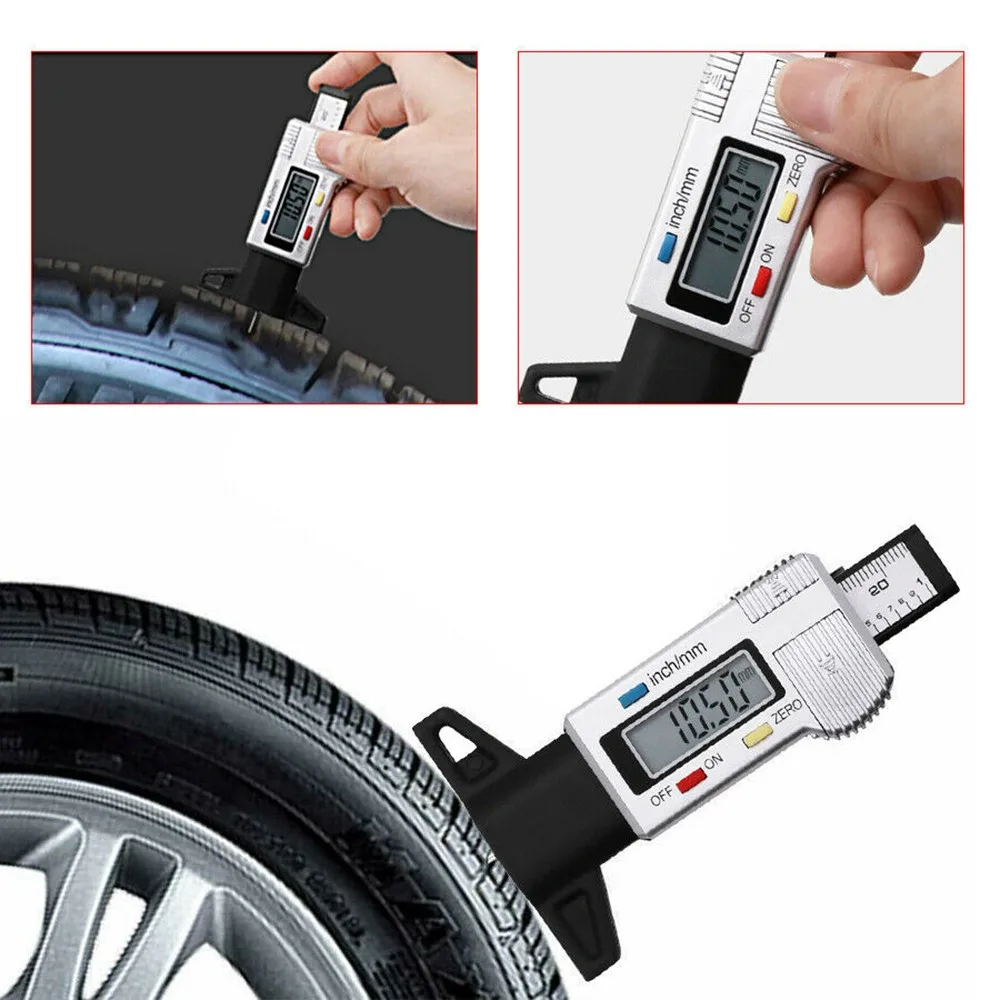 

LCD Digital Car Tyre Tire Tread Depth Gauge Meter Car Motorbike Tire Wear Detection Measuring Tool Caliper Thickness Gauges
