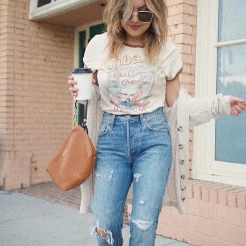 Женская Винтажная Футболка Boho летняя модная футболка с коротким рукавом и