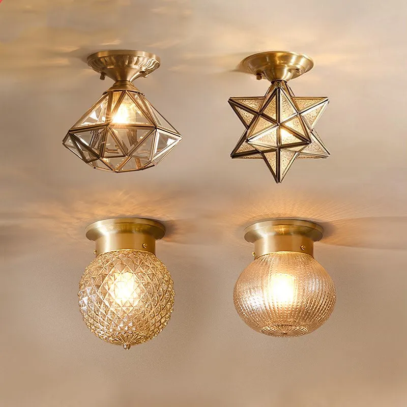 Американская медная потолочная лампа простые светильники в коридор для балкона