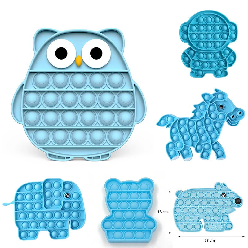 

New Bule Push Desktop Fun Shaped Push Bubble Silicone Toys Children Adult Stress Reliever Fidget Squeeze Board Game Hot Hale