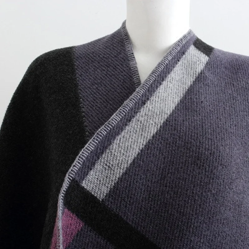 Высококачественная шерстяная накидка в клетку на осень и зиму смешанное