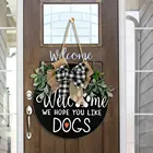 Надпись приветственная собака, декор для крыльца, деревенские деревянные вешалки для дверей, наружная Подвеска для входной двери, вертикальный знак, украшение для входной двери