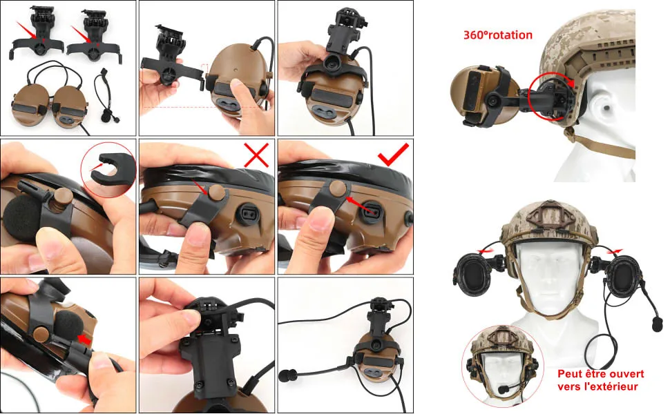 Крепление для тактического шлема ARC Rail Adapter Comtac Mount Совместимо с тактической