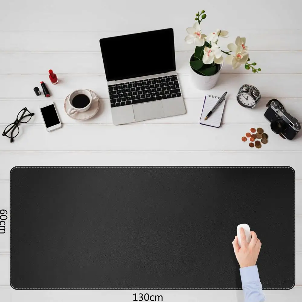 

130X60CM Large Mouse Pad Waterproof PU Leather Gamer Mouse Pad Office Desk Mat Keyboad Pad Writting Pad (Black / Brown / White)