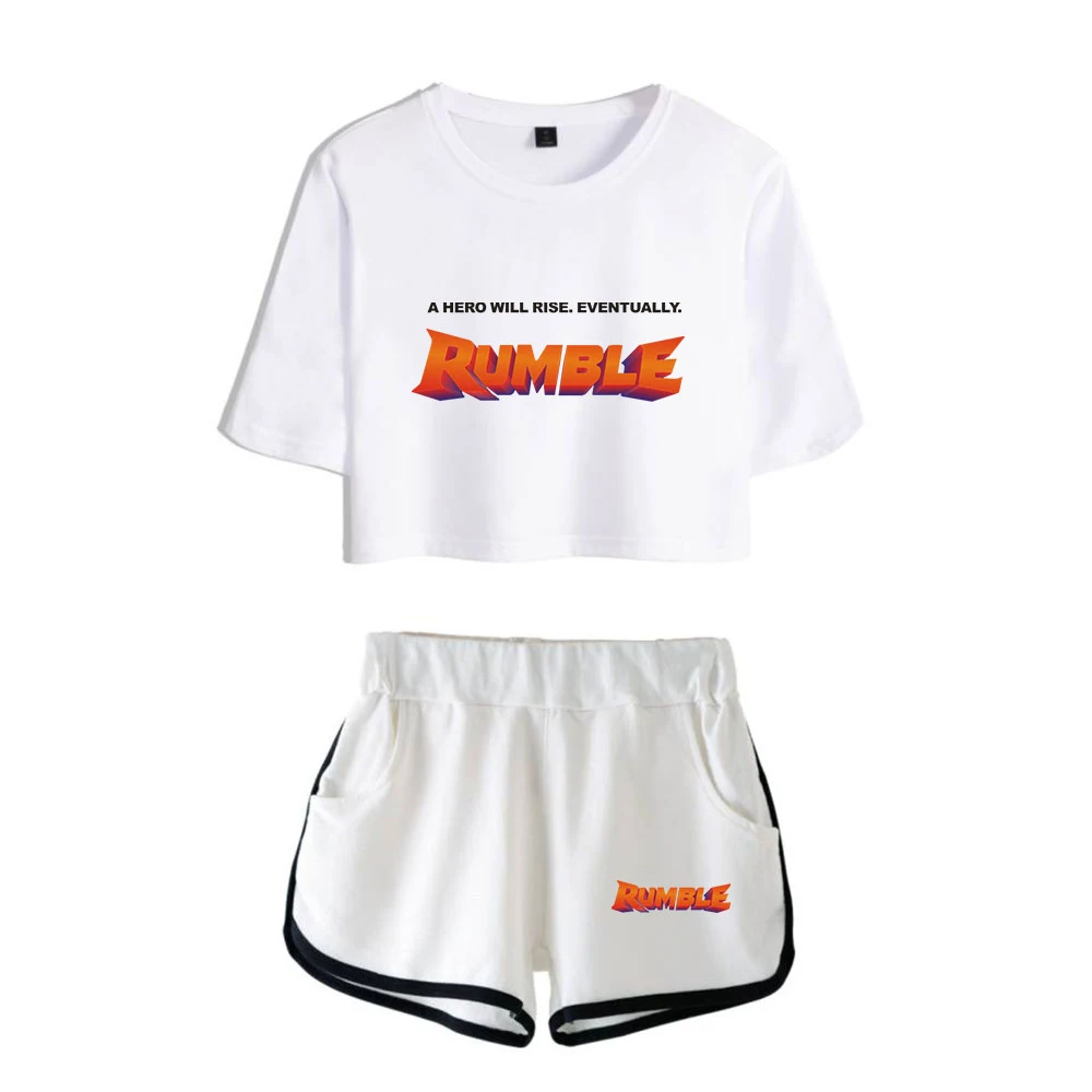 

Harajuku Rumble Women Two Piece Set Shorts+lovely T-shirt Clothes Print Cartoon Short Above Knee, Mini High Quality Suits