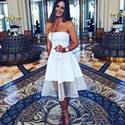 Белое тюлевечерние платье без рукавов длиной до колен для выпускного вечера, платье для выпускного вечера, новое официальное платье размера плюс с открытой спиной, короткое платье на заказ