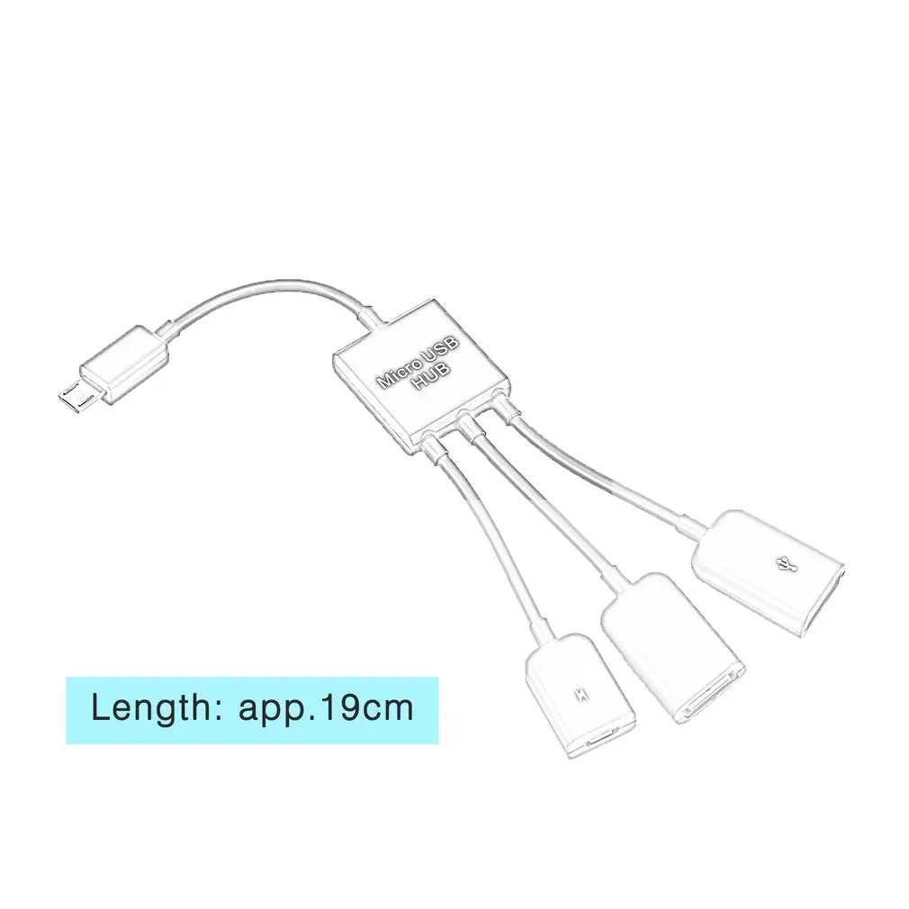 3 в 1 микро usb-хаб штекер Женский двойной USB 2,0 адаптер хоста OTG кабель конвертер удлинитель универсальный для мобильных телефонов черный