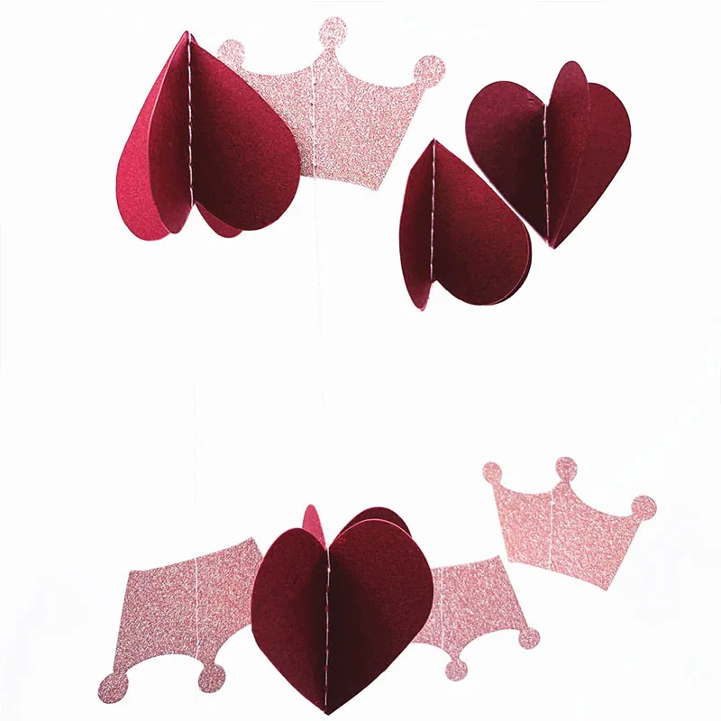 3D Сердце блестящая диадема 2 м DIY гирлянда из блестящей бумаги висящая струна занавеска для свадьбы День рождения воздушный шар Декор поставки
