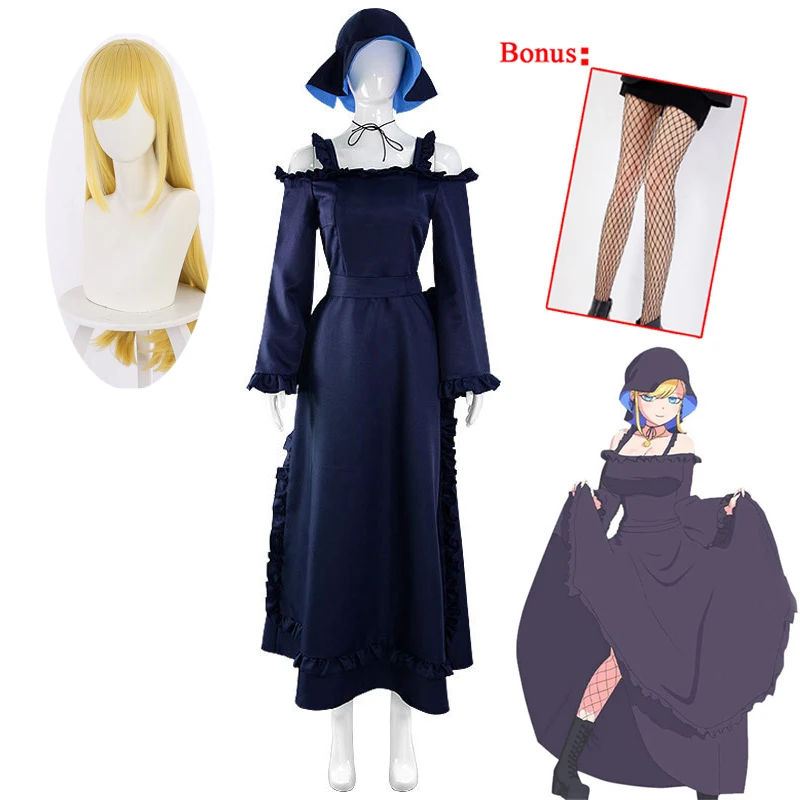 

Костюм для косплея из аниме «Шинигами-бочан до Куро МИДО Элис», головной убор с ремнем, длинное платье, комплект униформы для девушек, женщин...