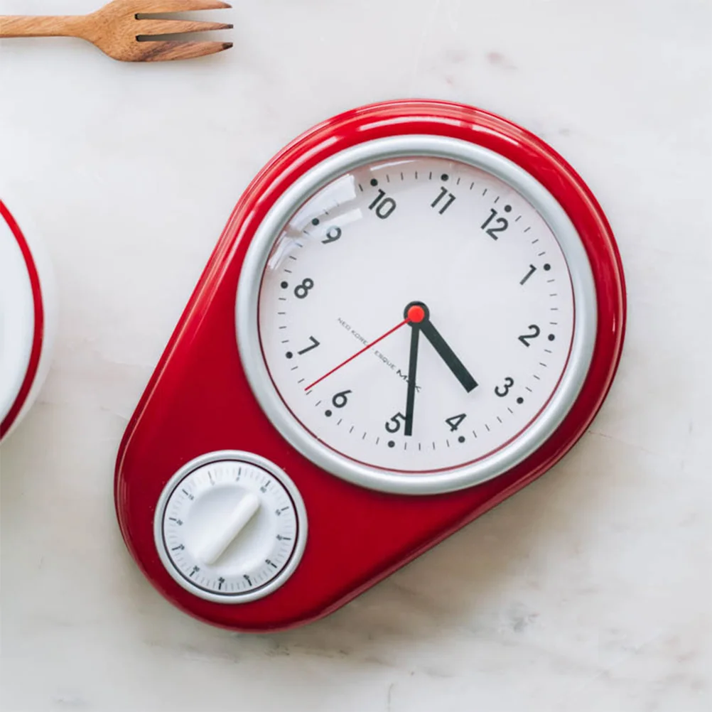 

1pc Kitchen Timer Wall Clock Household Timer Modern Style without Battery for Home (Red)