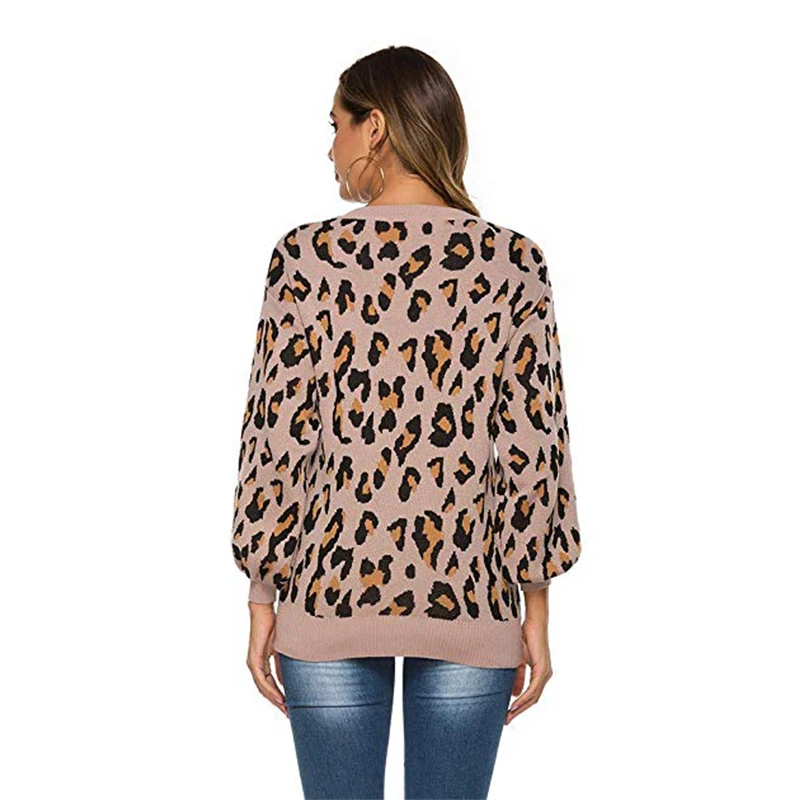 Женский трикотажный свитер с длинным рукавом леопардовая Рассыпчатая уличная