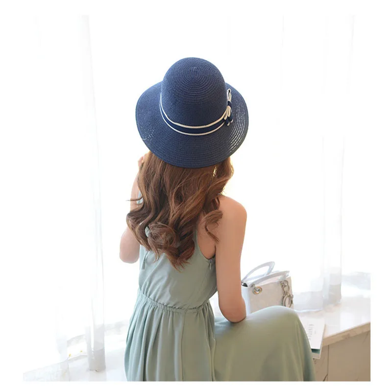 Модная соломенная шляпа милые женские солнечные шляпы лук ручной работы кепка пляжная повседневная девочки летний подарок доставка