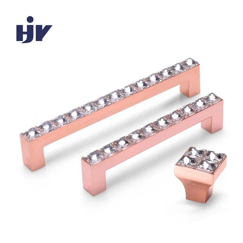 Ручки для мебели из розового золота со стразами ручки выдвижных - Цена: 1162.08
