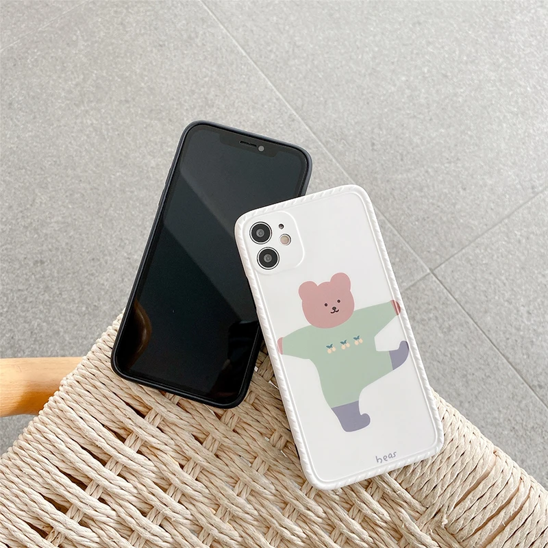 

Japan super cartoon Korea Little Bear Soft silicon Phone Case For apple iPhone 7 8 Plus X XS XR MAX 11 Pro 12 MiNi SE back cover
