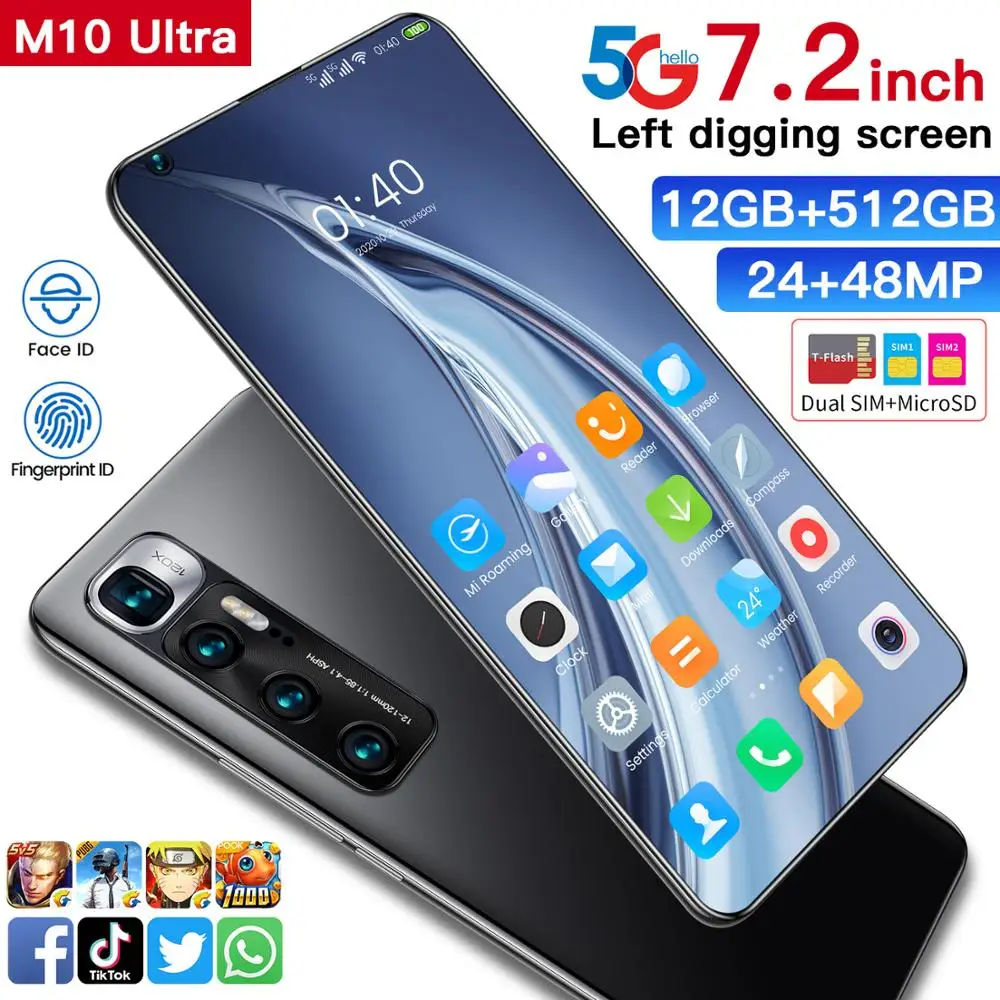 

Galax M10 Ultra Snapdragon865 Octa Core 7.2" Smartphone 48MP Rear Quad Camera 12GB+512GB Android 10 6000mAh Battery Global Phone