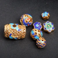 1pc metal copper dripping oil beads enamal pendants charms beads handmade for diy jewelry bracelets necklace making accessories
