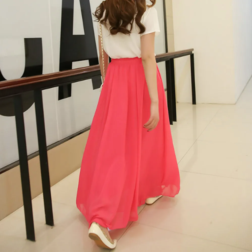 Модная женская пикантная Красивая эластичная однотонная шифоновая юбка с