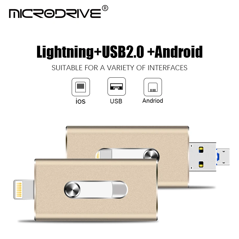 Новейший OTG флеш накопитель 3 в 1 16 ГБ/32 ГБ/64 Гб/128 ГБ Usb металлический для мобильных