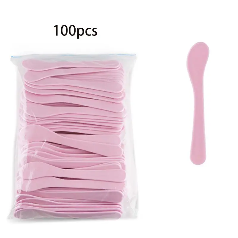 

100Pcs/Pack Plastic Cosmetic Spatula Scoop Makeup Mask Mud Mixing Spoon Applicator Candy Color DIY Facial Cream Tool