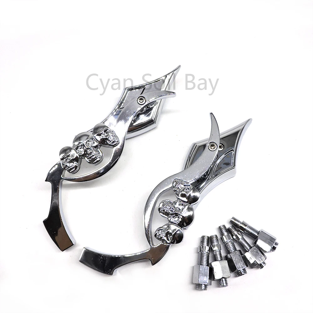 2 шт./пара зеркала заднего вида для мотоцикла Мотоцикл Скутер Cafe Racer боковые череп