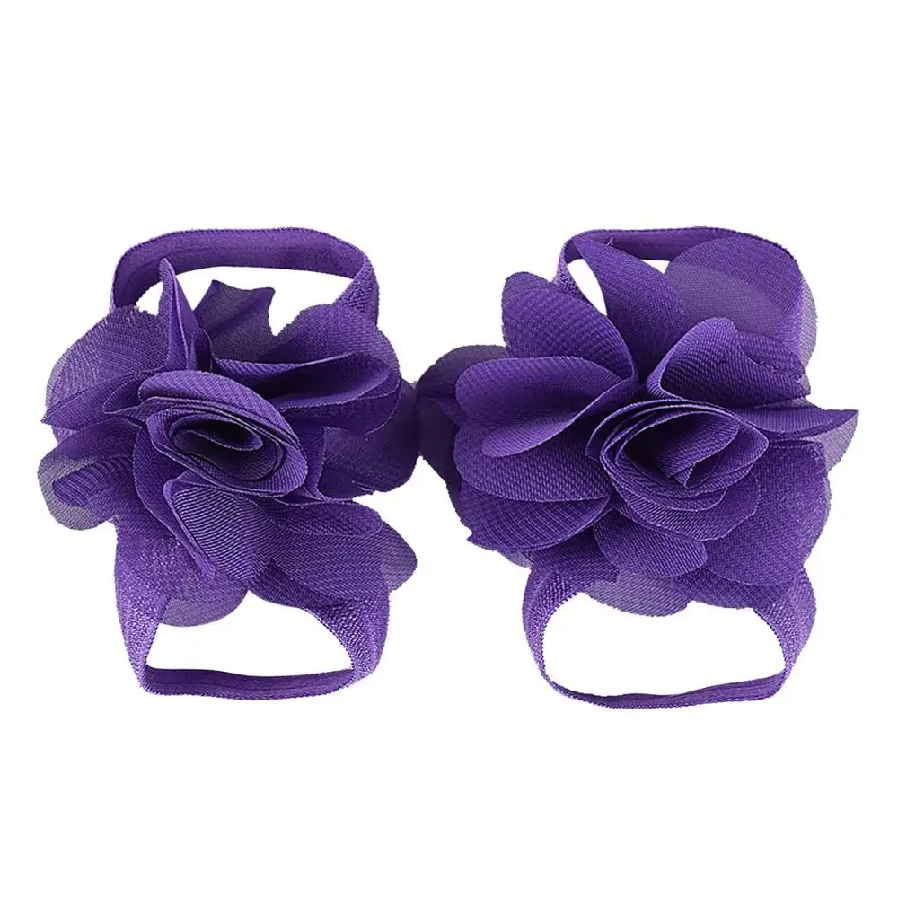 Purple Новинка; одежда из шифона с цветами; босоножки ботинки сандалии для новорожденных ботиночки для крещения обувь для маленькой девочки реквизит для фотосессии обувь для дня рождения для новорожденных и детей до 12 месяцев - Цвет: Purple