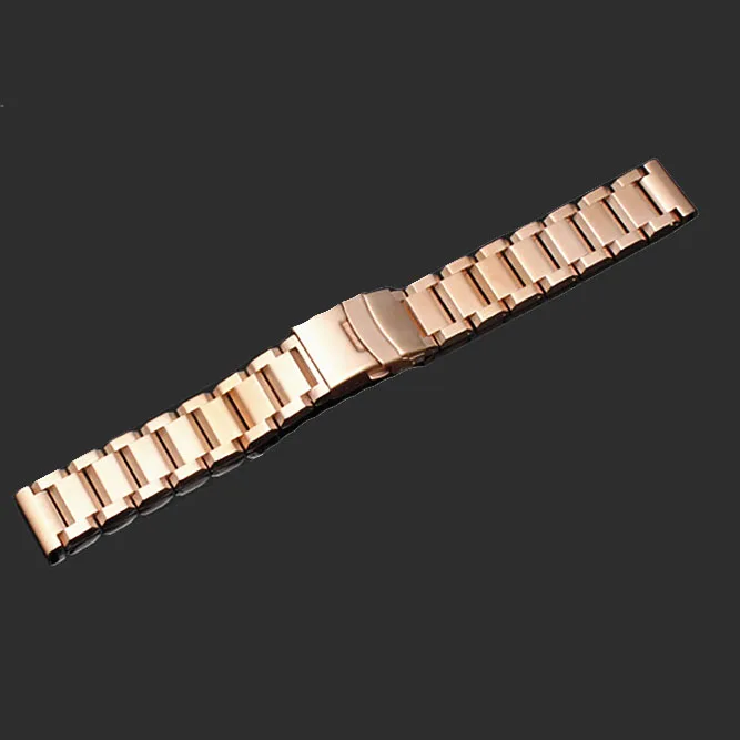 Rose gold Сменные часы из нержавеющей стали 18 мм 20 мм 22 мм 24 мм твердое двойное страхование металлические часы ремешок наручные часы браслет - Цвет ремешка: Rose gold