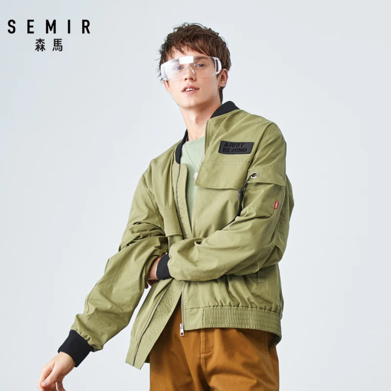 Куртка SEMIR Мужская демисезонная Бейсбольный воротник имитация ленты свободная