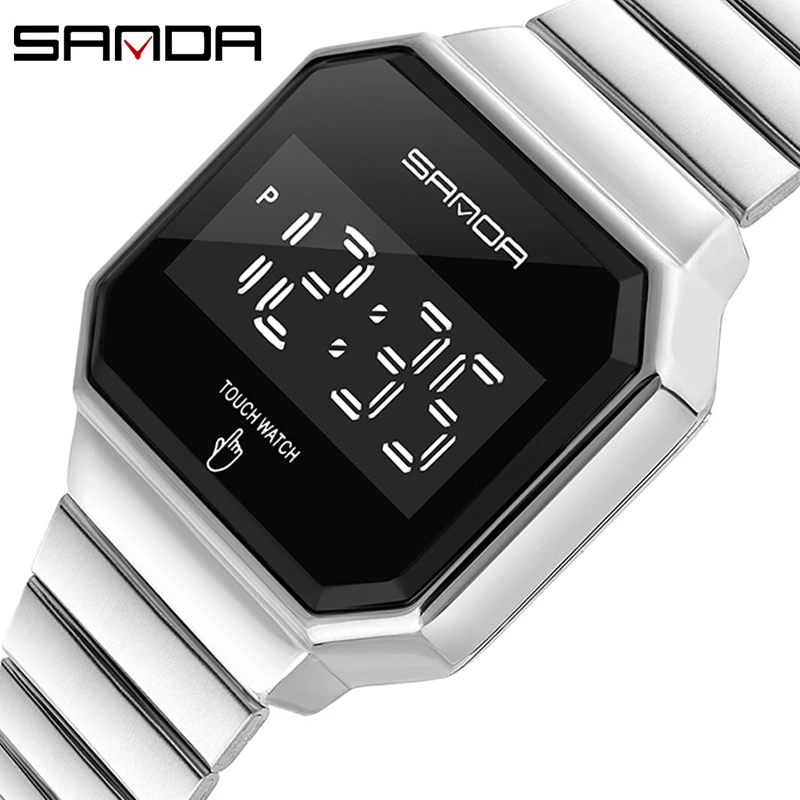 Модные креативные часы с сенсорным светодиодным экраном цифровые мужская мода