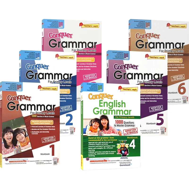 6 Pcs/Set SAP Conquer Grammar Workbook Grade 1-6 English grammar training Books Singapore Primary School English Textbook