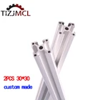 2 шт. 3030 Алюминий профиль серебро 100-1200 мм Европейский Стандартный 3030 Т-образными пазами Алюминий штранг-прессования для лазерный гравировальный станок с ЧПУ