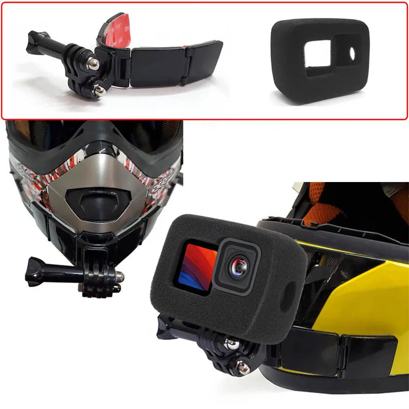 

TUYU motorcycle helmet chin bracket riding windproof and noise reduction Gopro sj4000 H9 foldable front chin bracket accessories