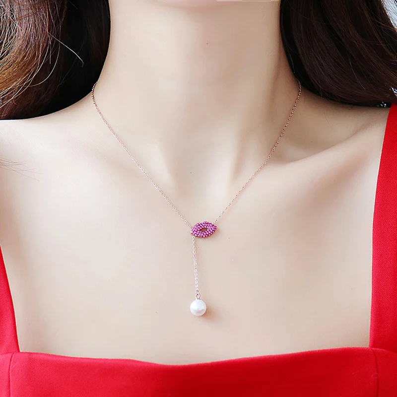 Ожерелье YUN RUO из розового золота с красной губой циркония модные ювелирные