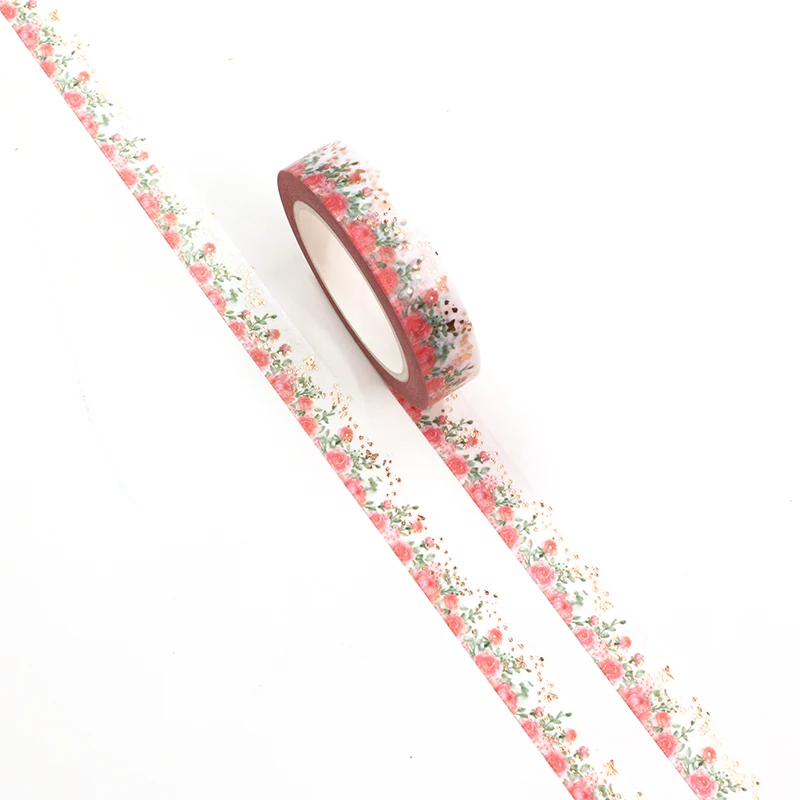 

NEW 1PC 10mm*10m Foil Red Rose Flowers Decorative Washi Tape Scrapbooking Masking Tape Office Supply designer mask washi tape