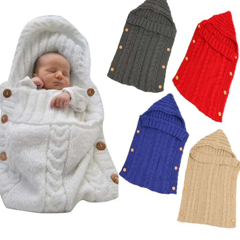 

Autumn/Winter Baby Knitted Woolen Button Sleeping Bag Photography Photography Blanket Stroller Sleeping Bag