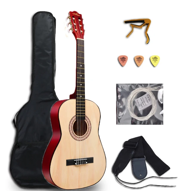 36 Inch Classical Guitar 6 String Basswood Electric Instrument with Capo Strings Picks Strap AGT273A | Спорт и развлечения