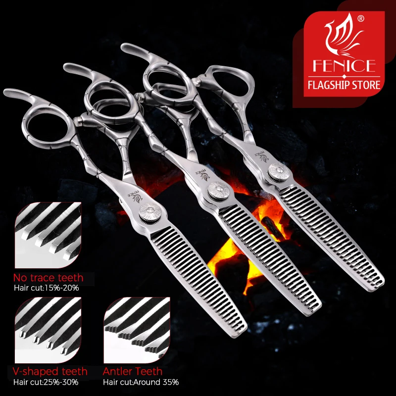 Fenice 6-дюймовые японские ножницы для стрижки волос 440C филировочные