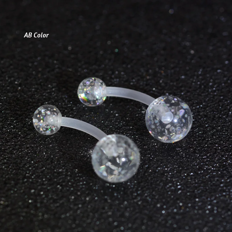AB Color Starbeauty, 1 шт., смешанные цвета, Новое поступление, силиконовый пирсинг пупка, гибкая планка, прозрачный, маленький пирсинг, серьги-гвоздики nombril - Окраска металла: AB Color