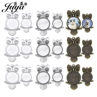30pcs 2025mm cabochon pendant base settings owl blank bezel tray diy jewelry making for necklace or keychain crafts accessories