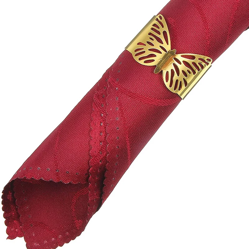 

6 Pcs Napkin Rings-Hollow Butterfly Shape Napkin Ring,for Weddings, Banquets,Birthday Parties,Christmas Napkin Rings