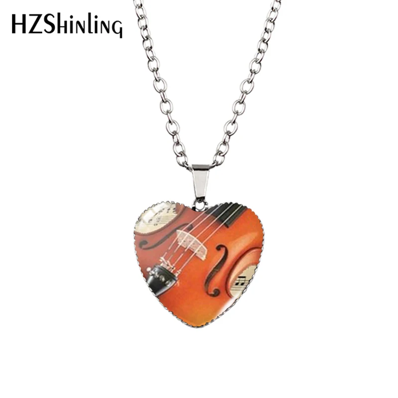 Новинка винтажное ожерелье в форме сердца скрипки музыкальные инструменты