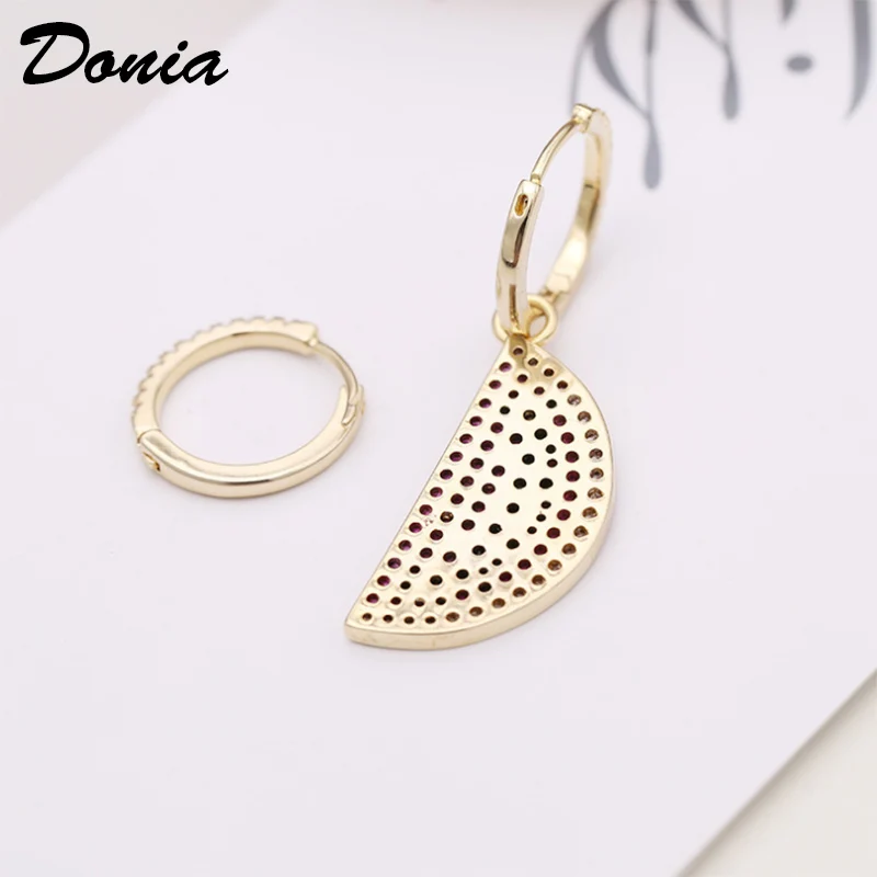 Ювелирные изделия Donia модные серьги арбуза асимметричные микро инкрустированные