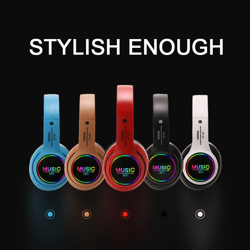 

Headphones TWS Wireless Headphone Music Bluetooth Headset With Microphone Game And Microphone LED Lamp gamer girl Wholesale