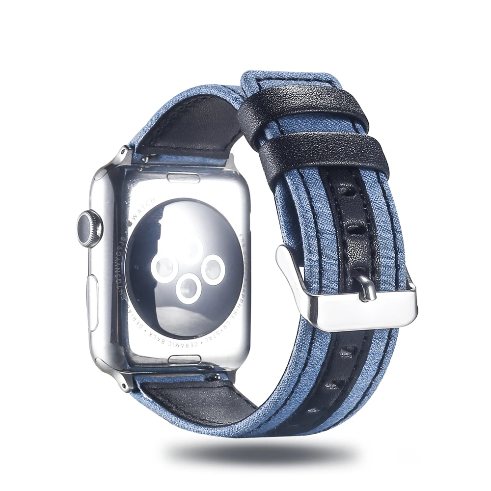 Холщовый ремешок для часов для Apple Watch 38 мм 42 мм 40 мм 44 мм нейлоновый кожаный ремешок для часов браслет для iWatch Series 5/4/3/2/1